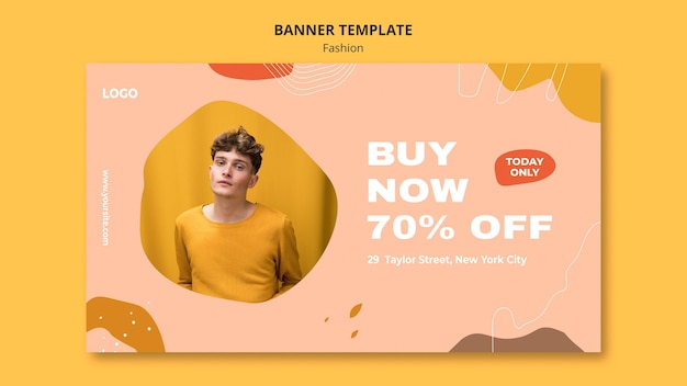 PSD gratuit acheter maintenant un modèle de bannière de mode masculine