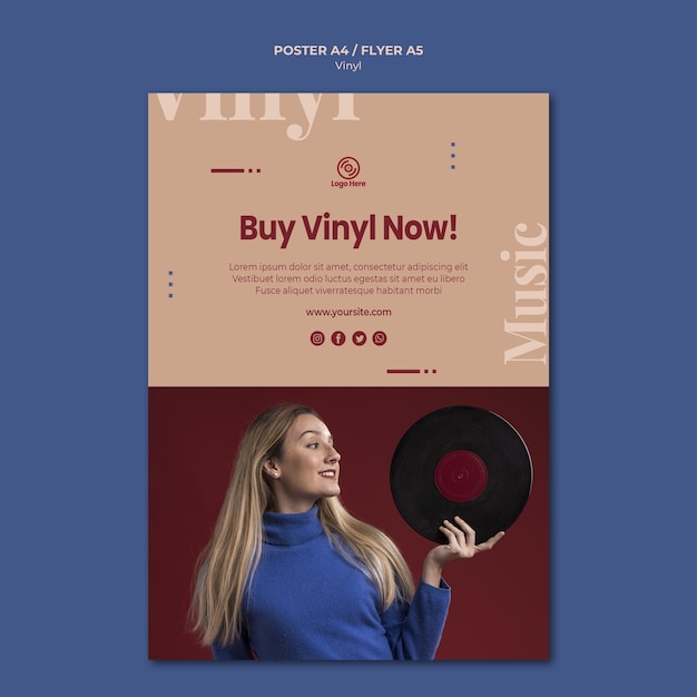 PSD gratuit acheter un modèle d'affiche en vinyle maintenant