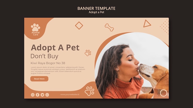 PSD gratuit adopter le thème du modèle de bannière pour animaux de compagnie