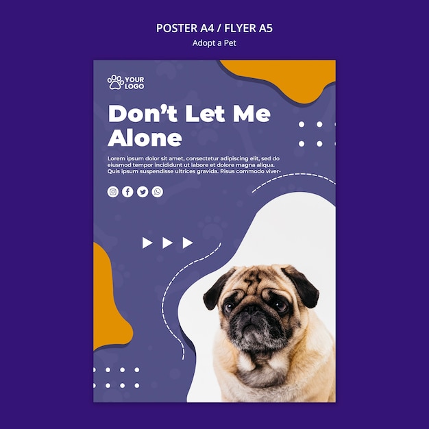 PSD gratuit adoptez un concept d'affiche pour animaux de compagnie