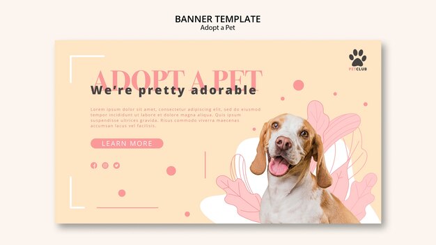 Adoptez la conception de modèle de bannière pour animaux de compagnie