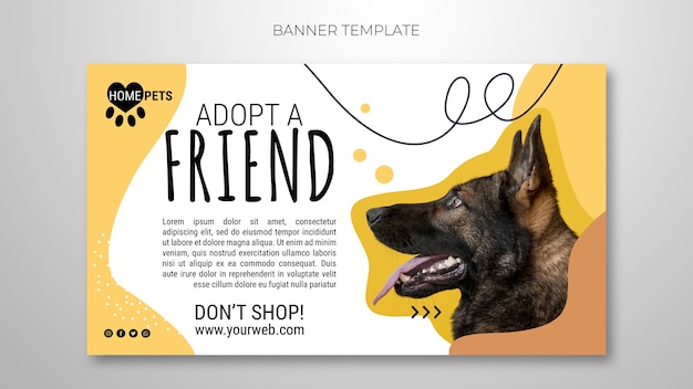 PSD gratuit adoptez un modèle de bannière pour animaux de compagnie avec photo