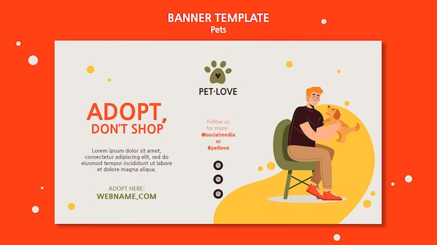 PSD gratuit adoptez un modèle de bannière pour animaux de compagnie