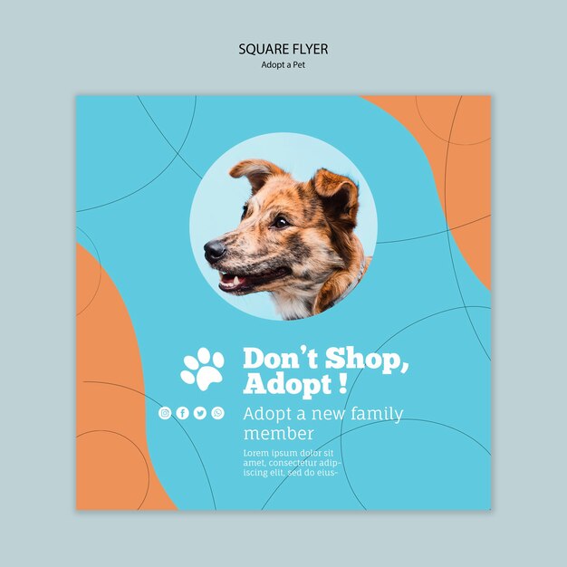 Adoptez un modèle de flyer carré pour animaux de compagnie