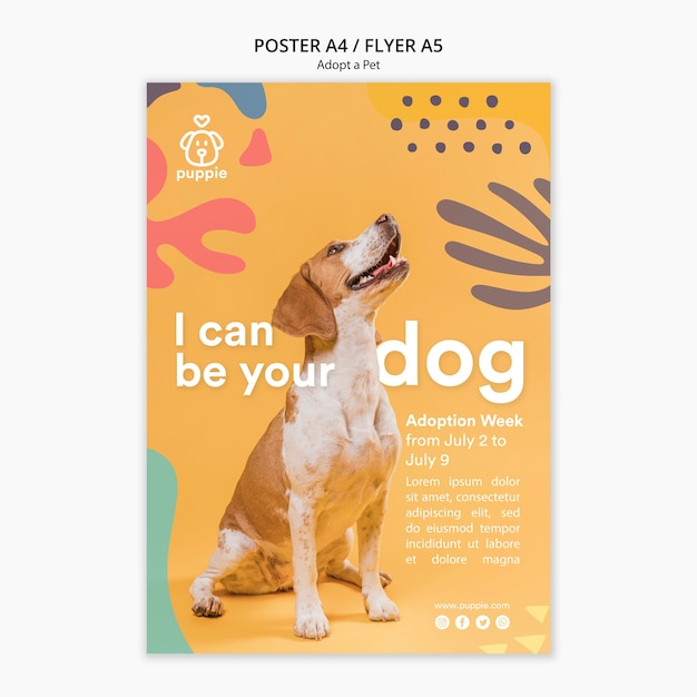 PSD gratuit adoptez un style d'affiche pour animaux de compagnie