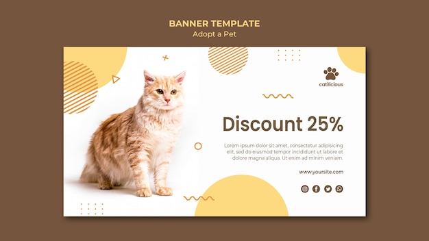 PSD gratuit adoptez un style de bannière pour animaux de compagnie