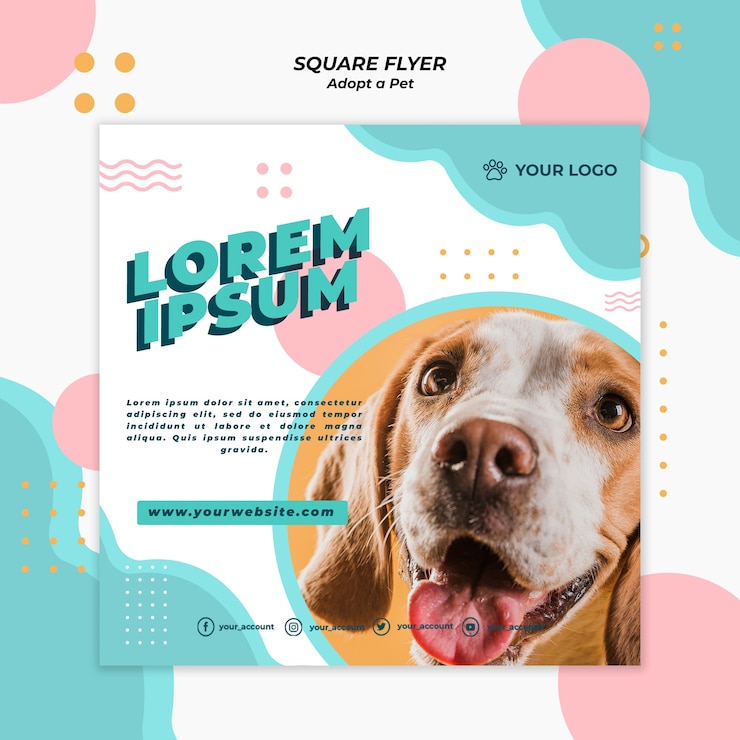 PSD gratuit adoptez le thème du modèle de flyer pour animaux de compagnie