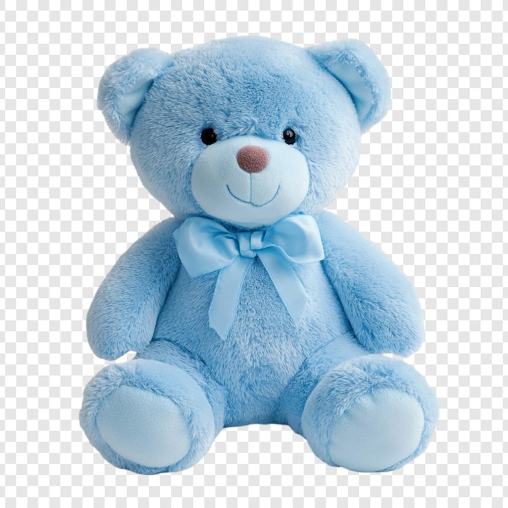 PSD gratuit adorable ours en peluche bleu clair avec un arc