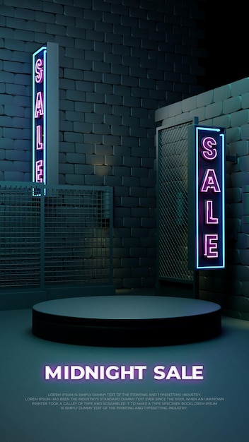 Affichage De Promotion De Produit De Podium Réaliste 3d De Vente De Minuit