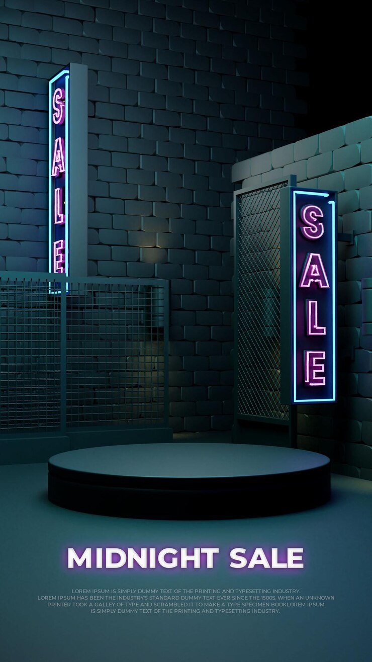 Affichage de promotion de produit de podium réaliste 3D de vente de minuit