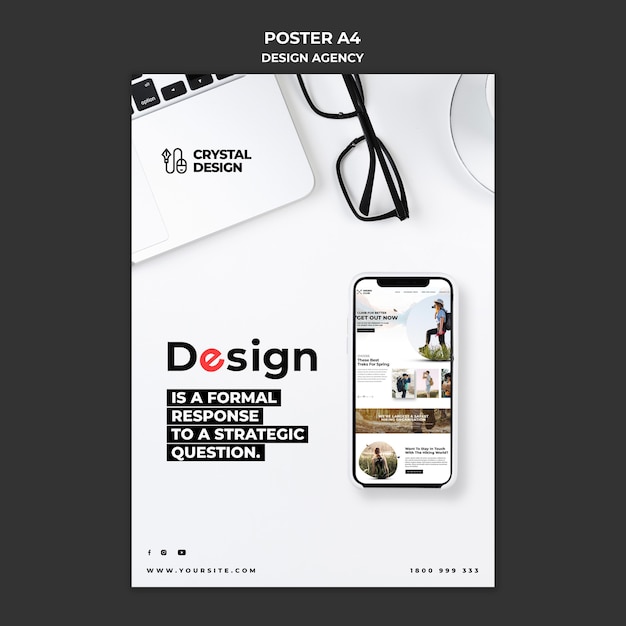 PSD gratuit affiche de l'agence de design