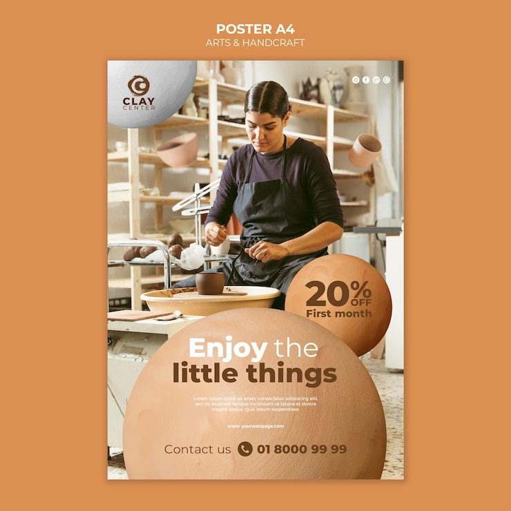 PSD gratuit affiche d'art et d'artisanat avec remise