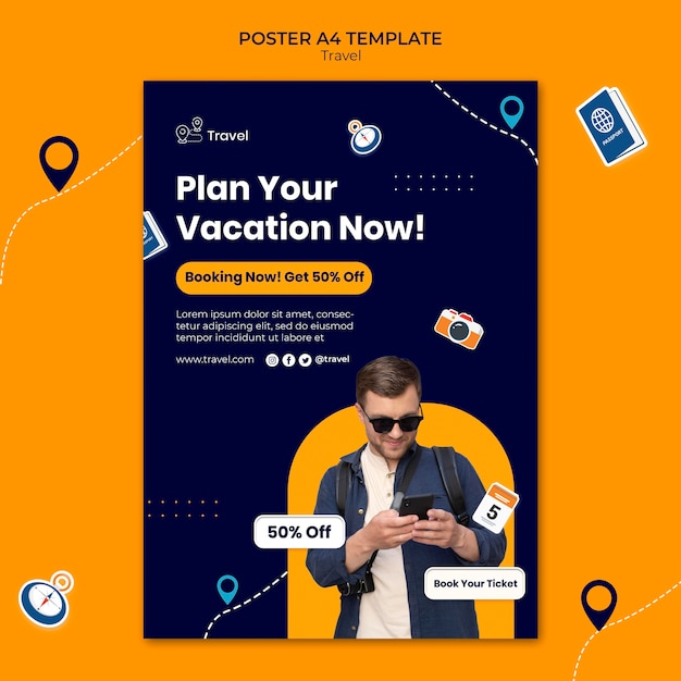 PSD gratuit affiche d'aventure de voyage avec remise