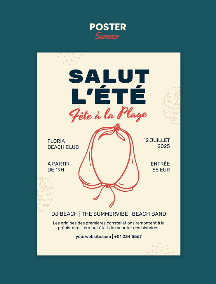 PSD gratuit affiche beach party d'été