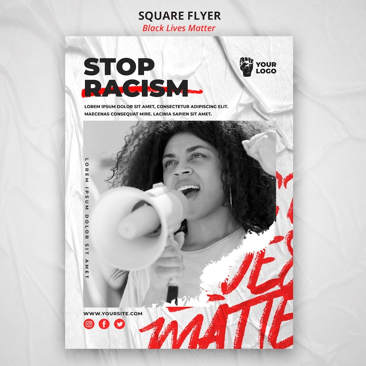 PSD gratuit affiche black lives comptent avec photo