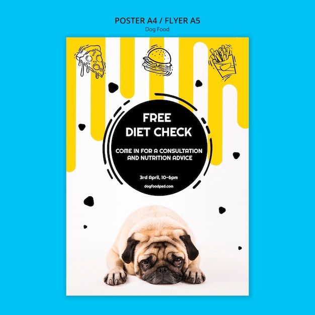 PSD gratuit affiche carrée colorée de nourriture pour chien