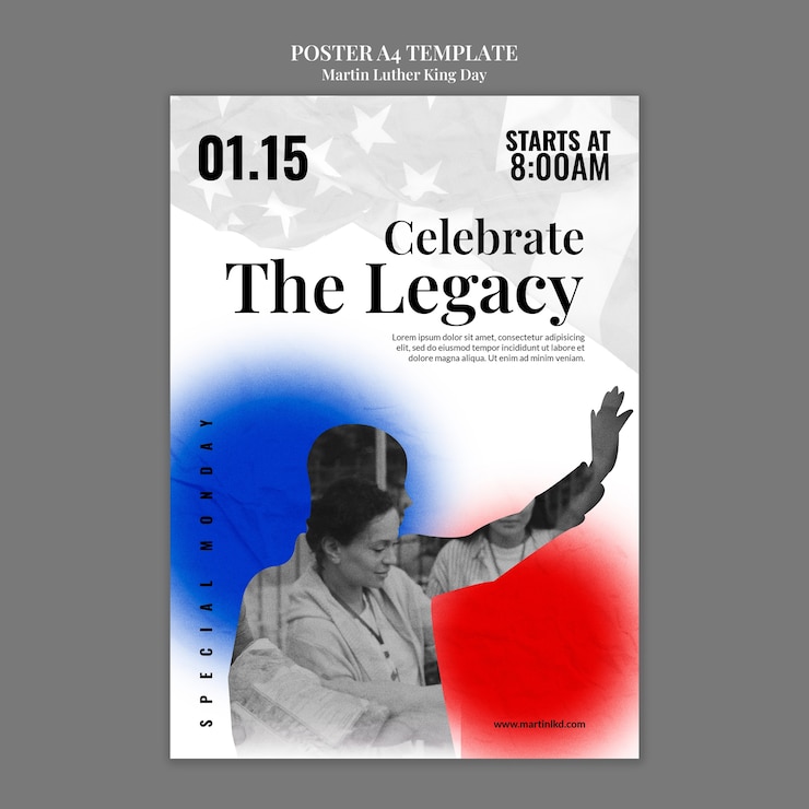 PSD gratuit affiche de la célébration du jour de martin luther king