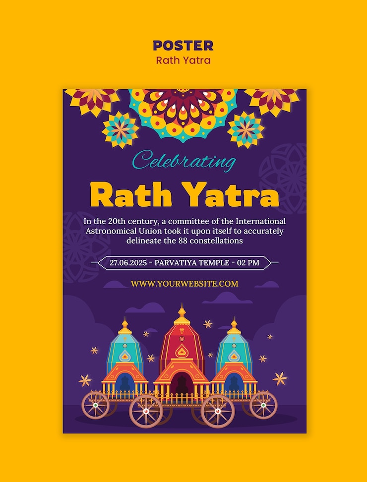 PSD gratuit affiche de la célébration du rath yatra