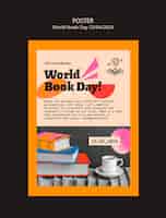 PSD gratuit affiche de la célébration de la journée mondiale du livre