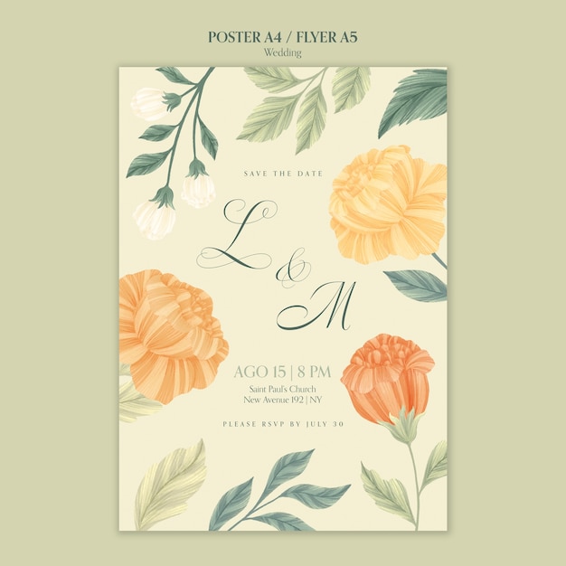 Affiche De Célébration De Mariage Floral