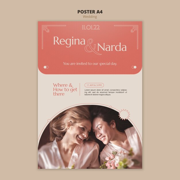 Affiche de célébration de mariage minimale