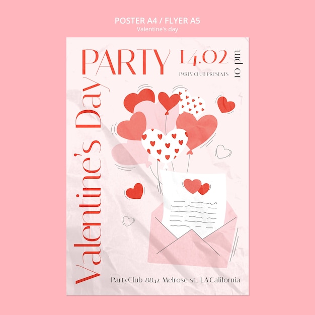 PSD gratuit affiche de célébration de la saint-valentin