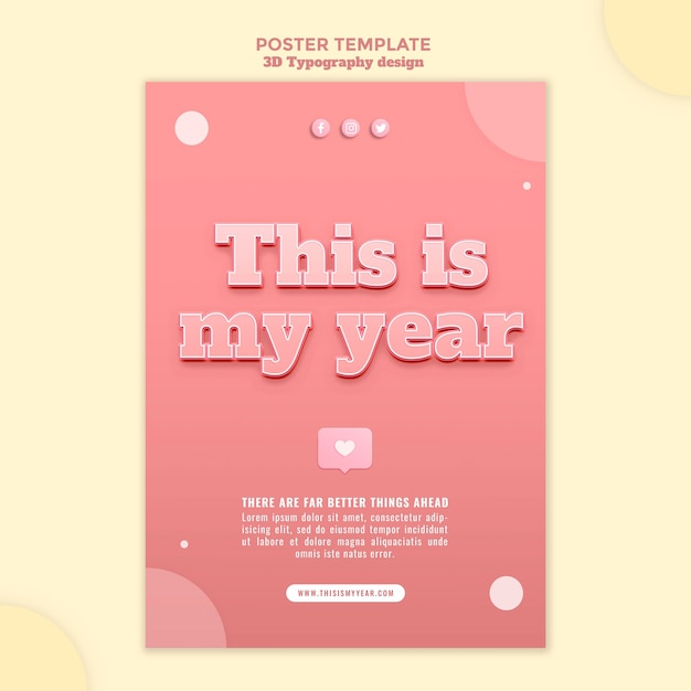 Affiche de conception de typographie 3d