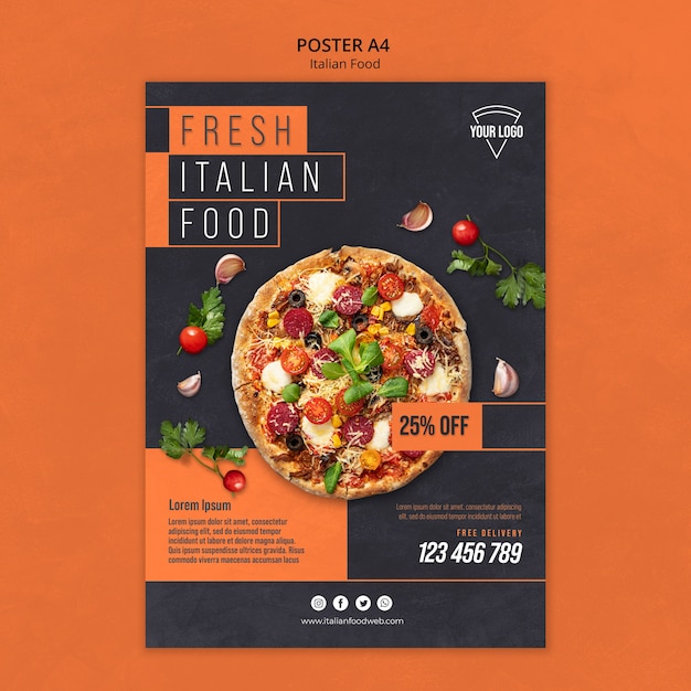 PSD gratuit affiche de cuisine italienne