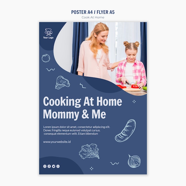 PSD gratuit affiche de cuisine à la maison