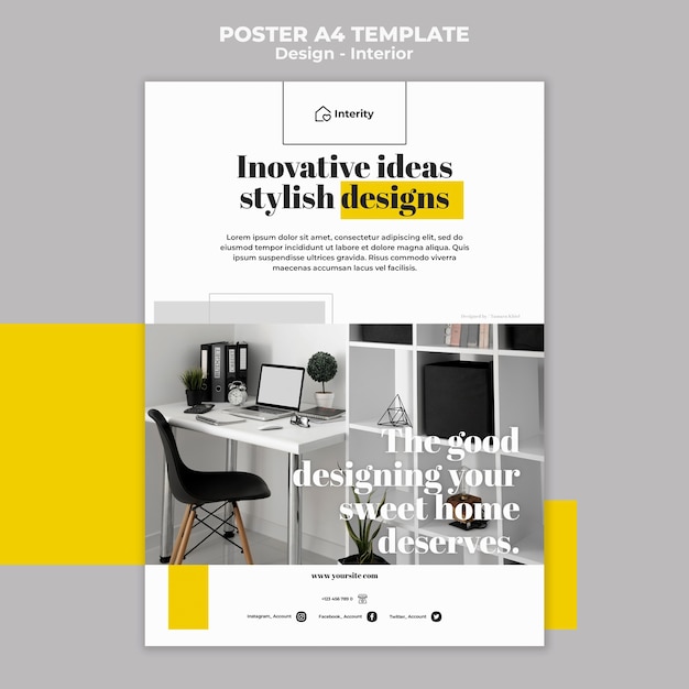 PSD gratuit affiche de design d'intérieur d'idées innovantes