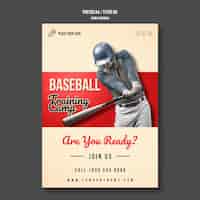 PSD gratuit affiche du camp d'entraînement de baseball