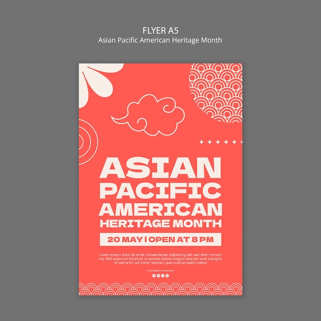 PSD gratuit affiche du mois du patrimoine asiatique-américain du pacifique