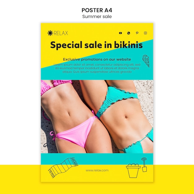 PSD gratuit affiche d'été de vente spéciale