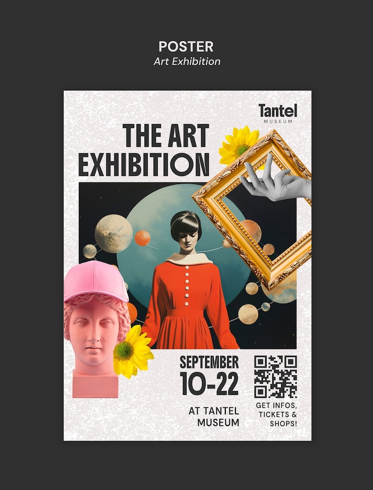 PSD gratuit affiche d'exposition d'art