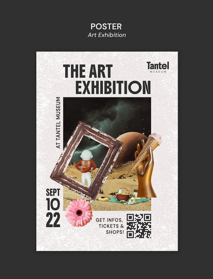 PSD gratuit affiche d'exposition d'art