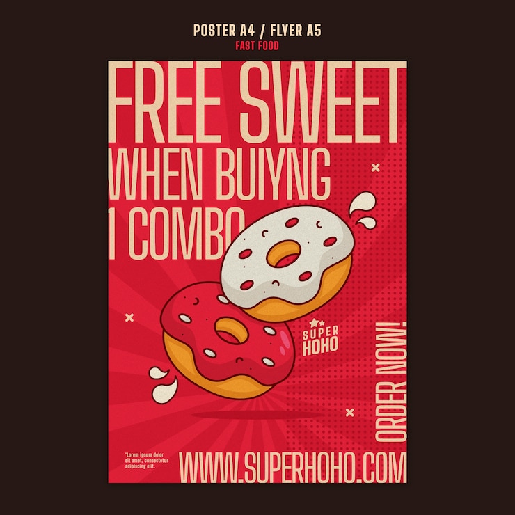 PSD gratuit une affiche de fast-food délicieuse dessinée à la main