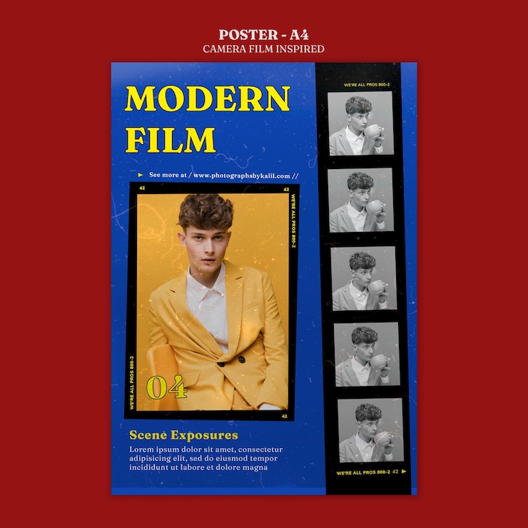 PSD gratuit affiche inspirée du film de caméra
