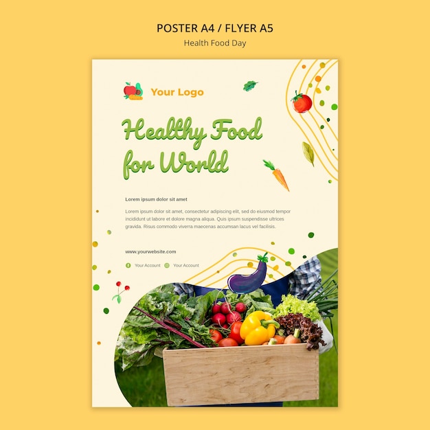 PSD gratuit affiche de la journée des aliments santé