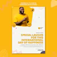 PSD gratuit affiche de la journée internationale du bonheur
