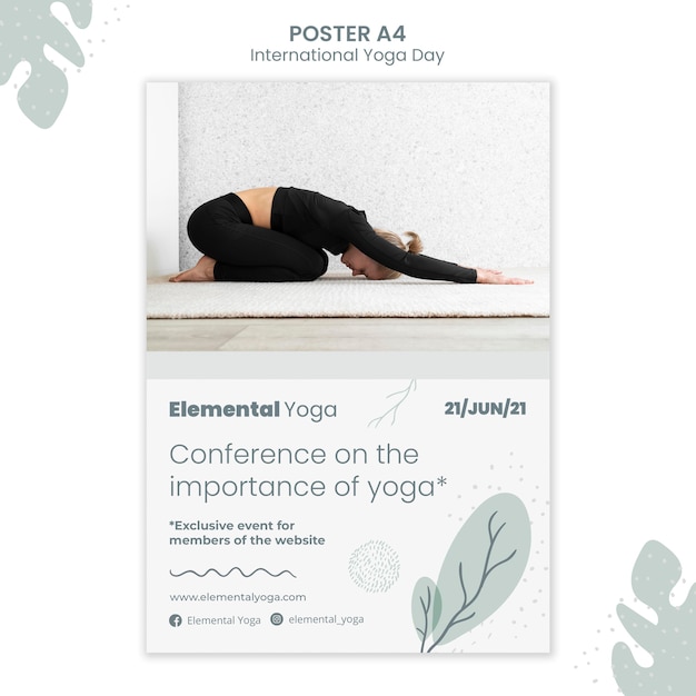 PSD gratuit affiche de la journée internationale du yoga