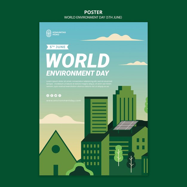 Affiche de la journée mondiale de l'environnement avec des maisons