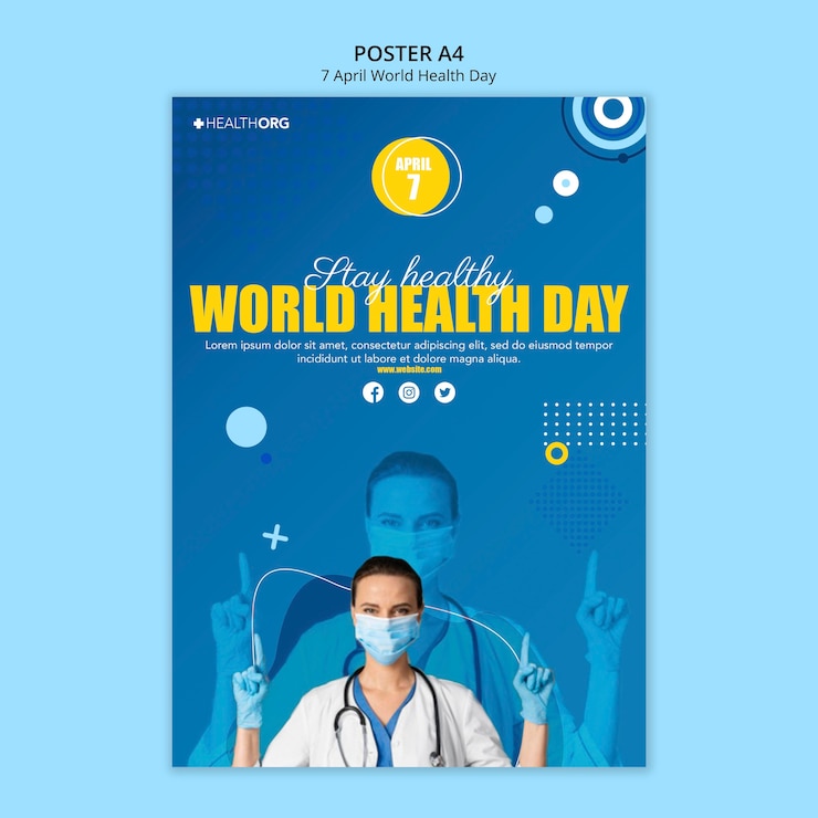 PSD gratuit affiche de la journée mondiale de la santé avec photo