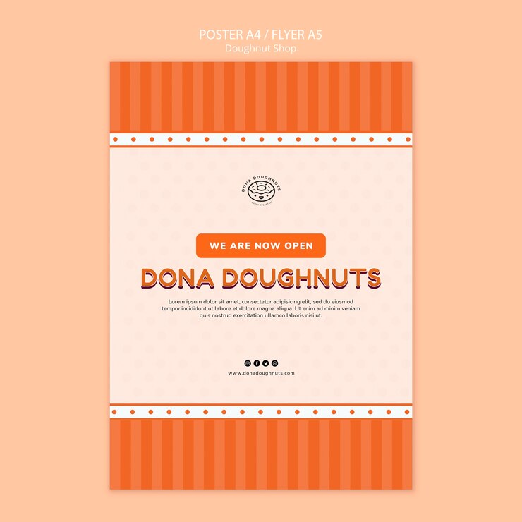 PSD gratuit affiche de magasin de beignets savoureux