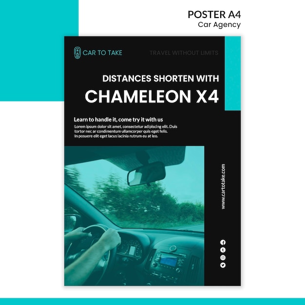 PSD gratuit affiche de modèle d'agence automobile