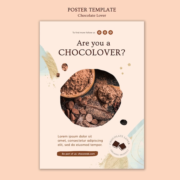 PSD gratuit affiche de modèle d'amant de chocolat