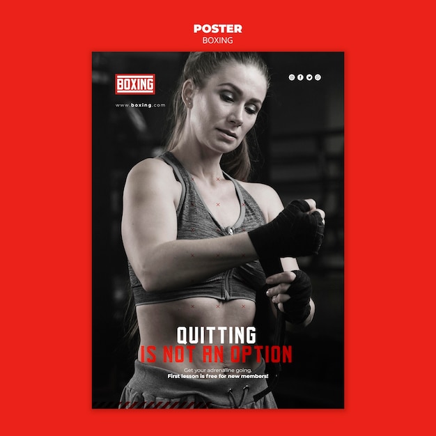 PSD gratuit affiche de modèle d'annonce de boxe