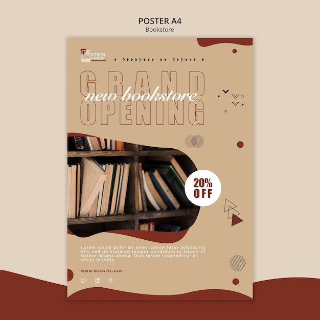 PSD gratuit affiche de modèle d'annonce de librairie