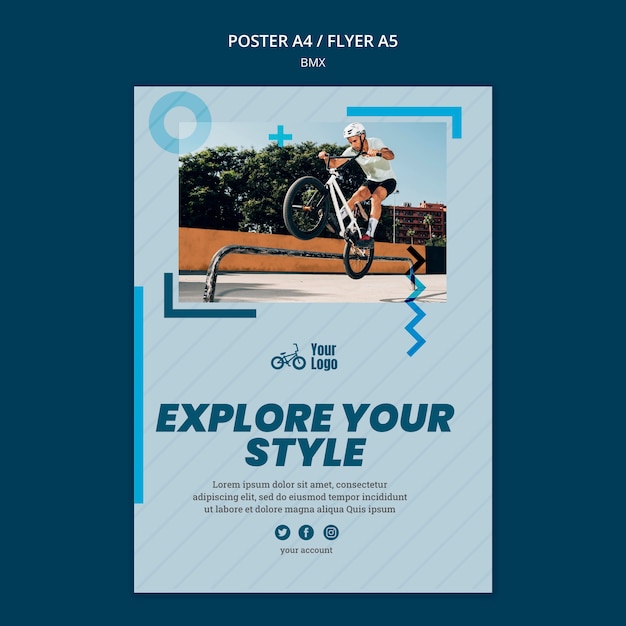 PSD gratuit affiche de modèle d'annonce de magasin bmx