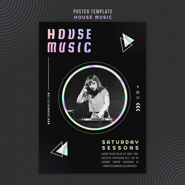 Affiche de modèle d'annonce de musique house