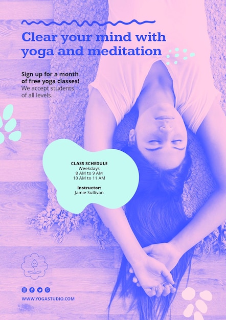 PSD gratuit affiche de modèle d'annonce de yoga